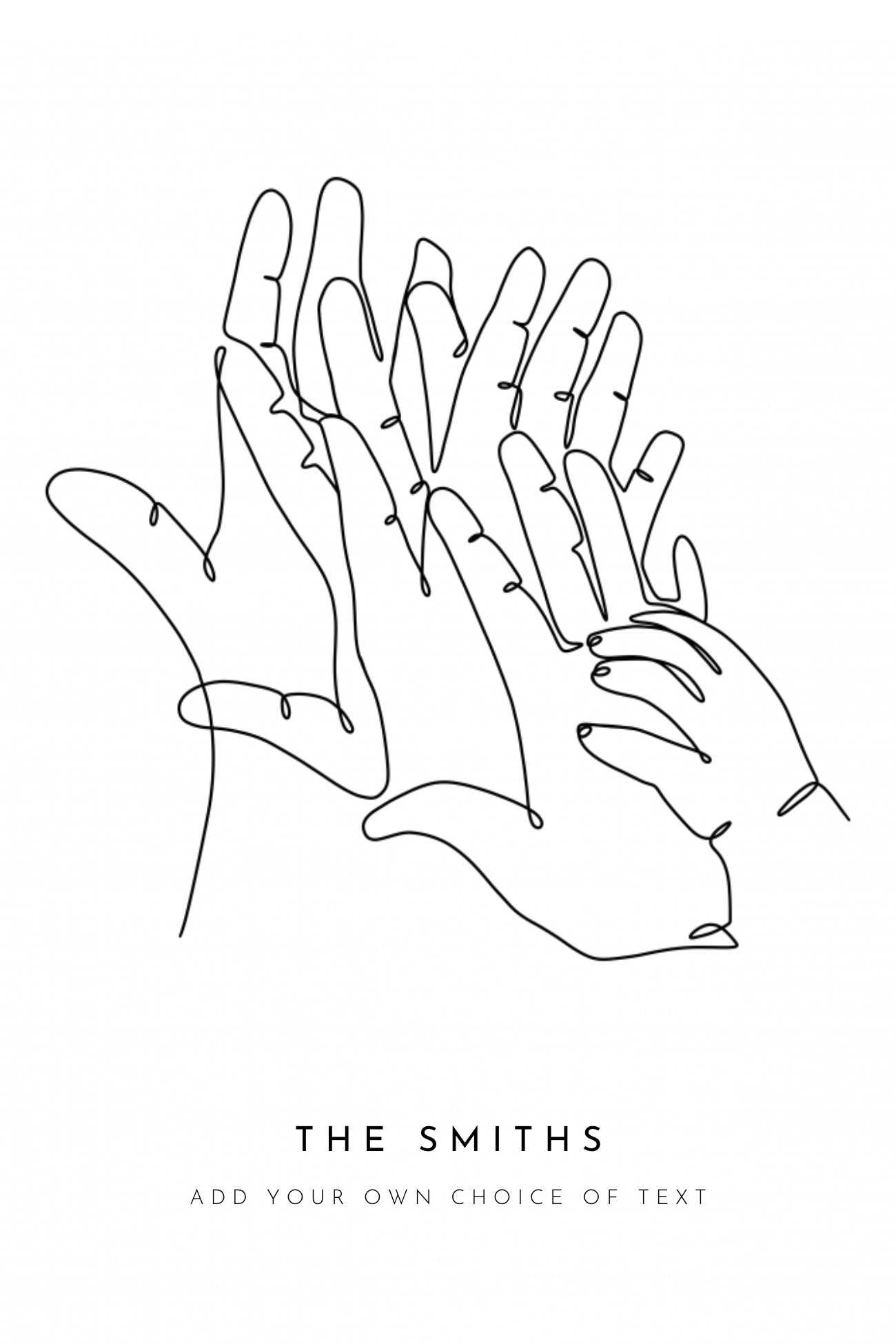 Five Connected Line Hands Print