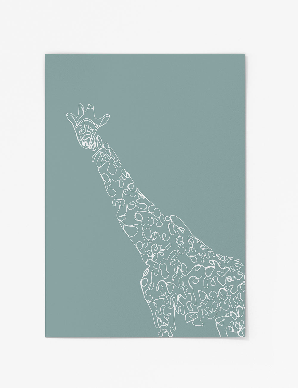 Giraffe Line Art Blue Print